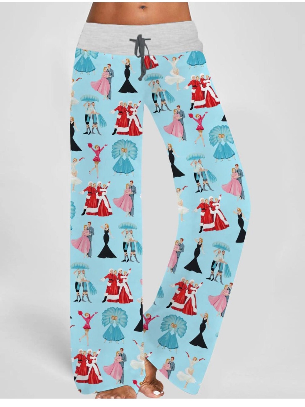 New! Sheshow medium White christmas contrast wide leg pants . - Picture 1 of 10